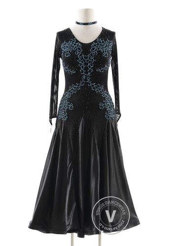 Midnight Sapphire Glow Ballroom Smooth Dance Competition Dress