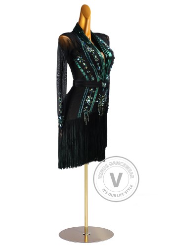 Emerald Pulse Latin Rhythm Chacha Salsa Rumba Competition Dance Dress