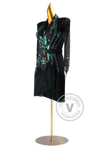 Emerald Pulse Latin Rhythm Chacha Salsa Rumba Competition Dance Dress