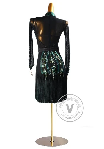 Emerald Pulse Latin Rhythm Chacha Salsa Rumba Competition Dance Dress
