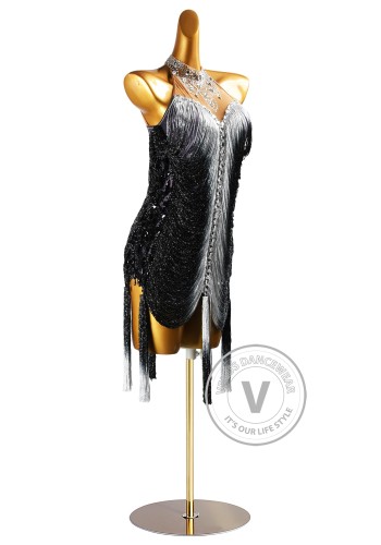 Silver Fade Latin Rhythm Chacha Salsa Rumba Competition Dance Dress