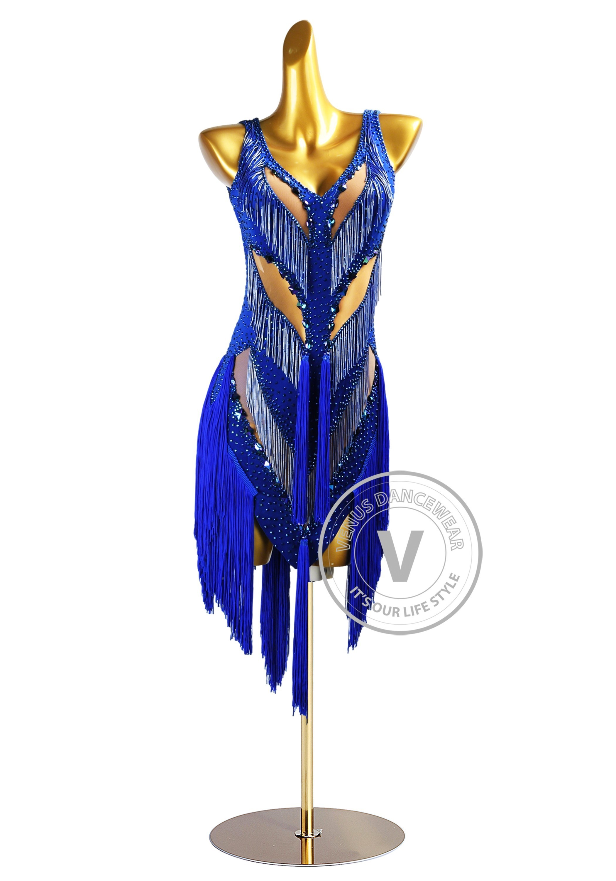 Sapphire Pulse Latin Rhythm Chacha Salsa Rumba Competition Dance Dress