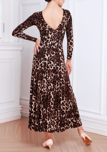 Leopard Grace Luxury Crepe Ballroom Smooth Practice Dance Dress TID-D032