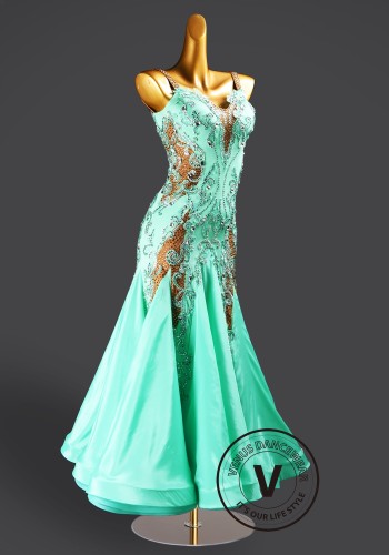 Mint Opulence Waltz Ballroom Dress Smooth Competition Dresses