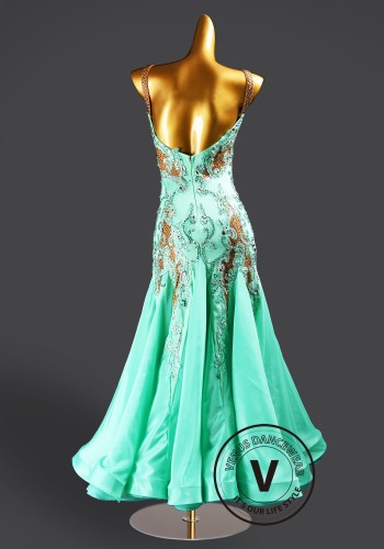 Mint Opulence Waltz Ballroom Dress Smooth Competition Dresses