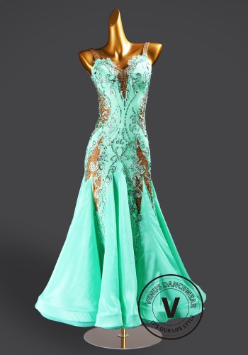 Mint Opulence Waltz Ballroom Dress Smooth Competition Dresses