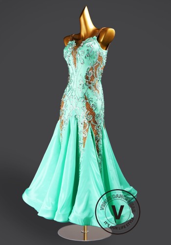 Mint Opulence Waltz Ballroom Dress Smooth Competition Dresses