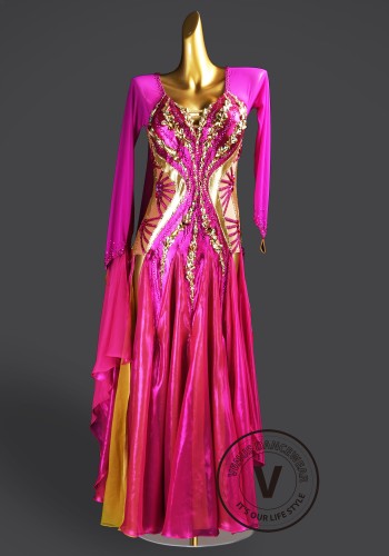 Fuchsia Radiance Waltz Ballroom Dress Smooth Competition Dresses