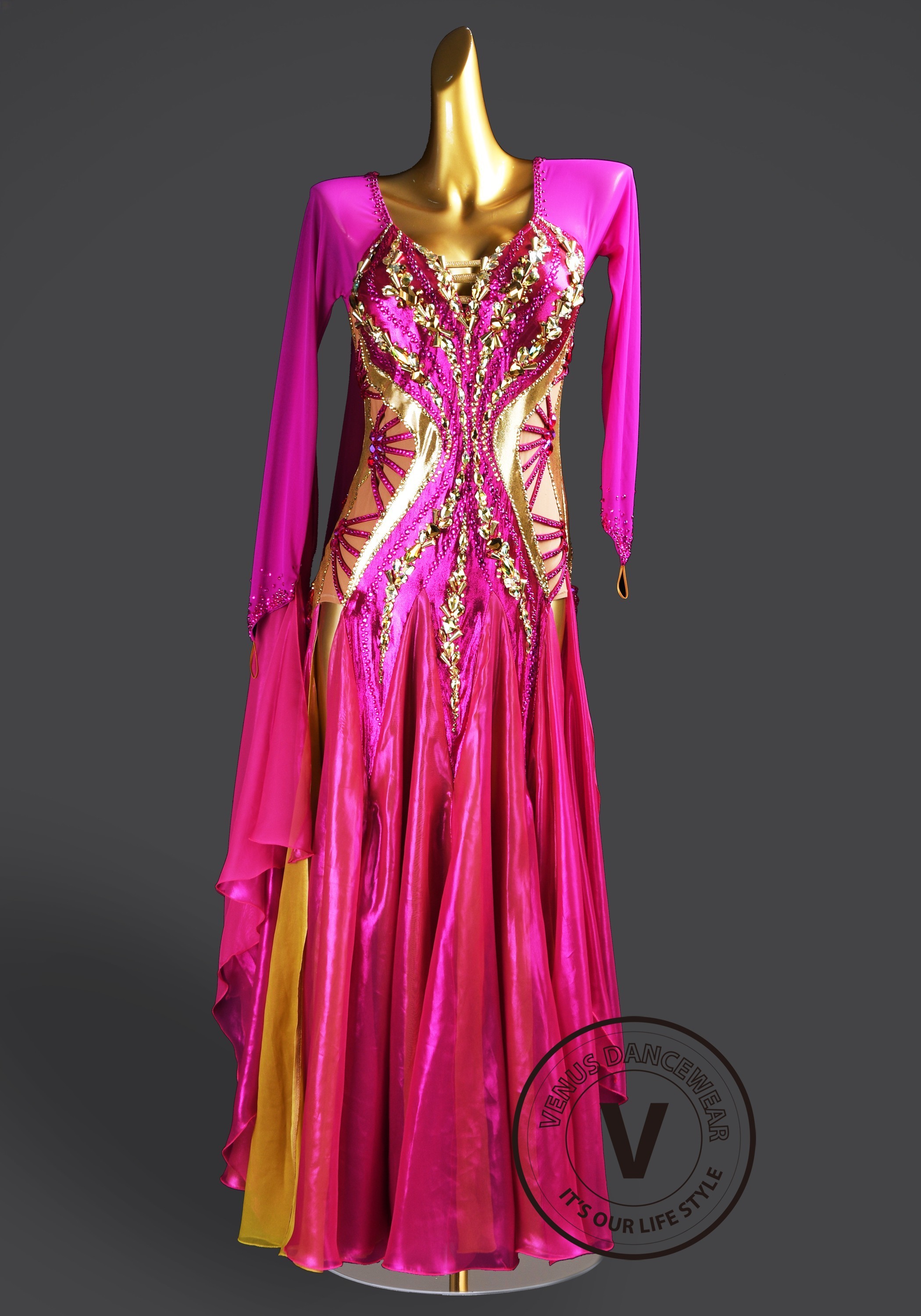 Fuchsia Radiance Waltz Ballroom Dress Smooth Competition Dresses