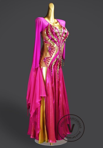 Fuchsia Radiance Waltz Ballroom Dress Smooth Competition Dresses