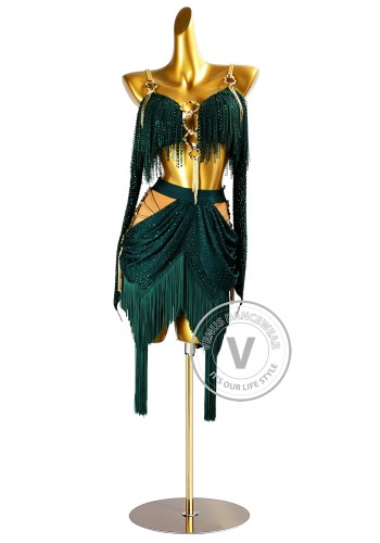 Emerald Siren Latin Rhythm Chacha Salsa Rumba Competition Dance Dress