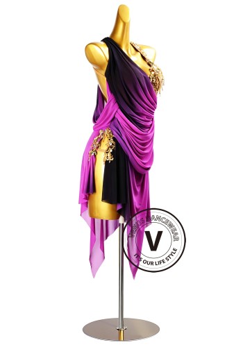 Amethyst Drape Latin Rhythm Chacha Salsa Rumba Competition Dance Dress