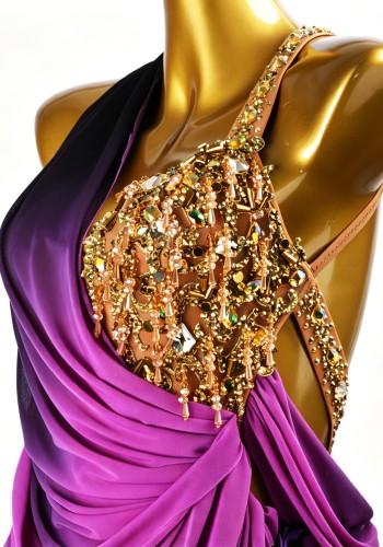 Amethyst Drape Latin Rhythm Chacha Salsa Rumba Competition Dance Dress