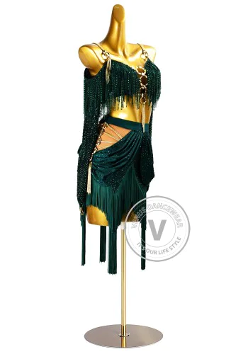 Emerald Siren Latin Rhythm Chacha Salsa Rumba Competition Dance Dress
