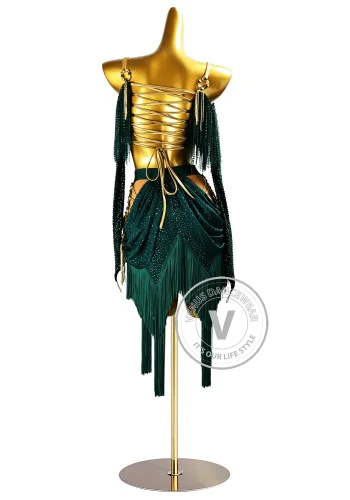 Emerald Siren Latin Rhythm Chacha Salsa Rumba Competition Dance Dress