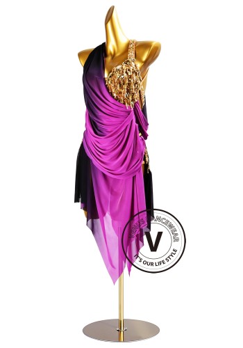 Amethyst Drape Latin Rhythm Chacha Salsa Rumba Competition Dance Dress