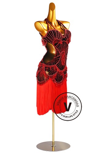Scarlet Pulse Latin Rhythm Chacha Salsa Rumba Competition Dance Dress