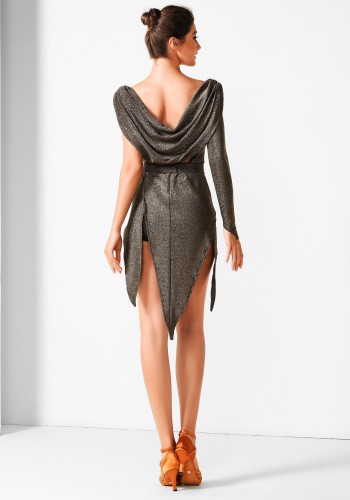 Gilded Drape Grace Elegance Luxury Crepe Ballroom Smooth Practice Dance Dress PF06021