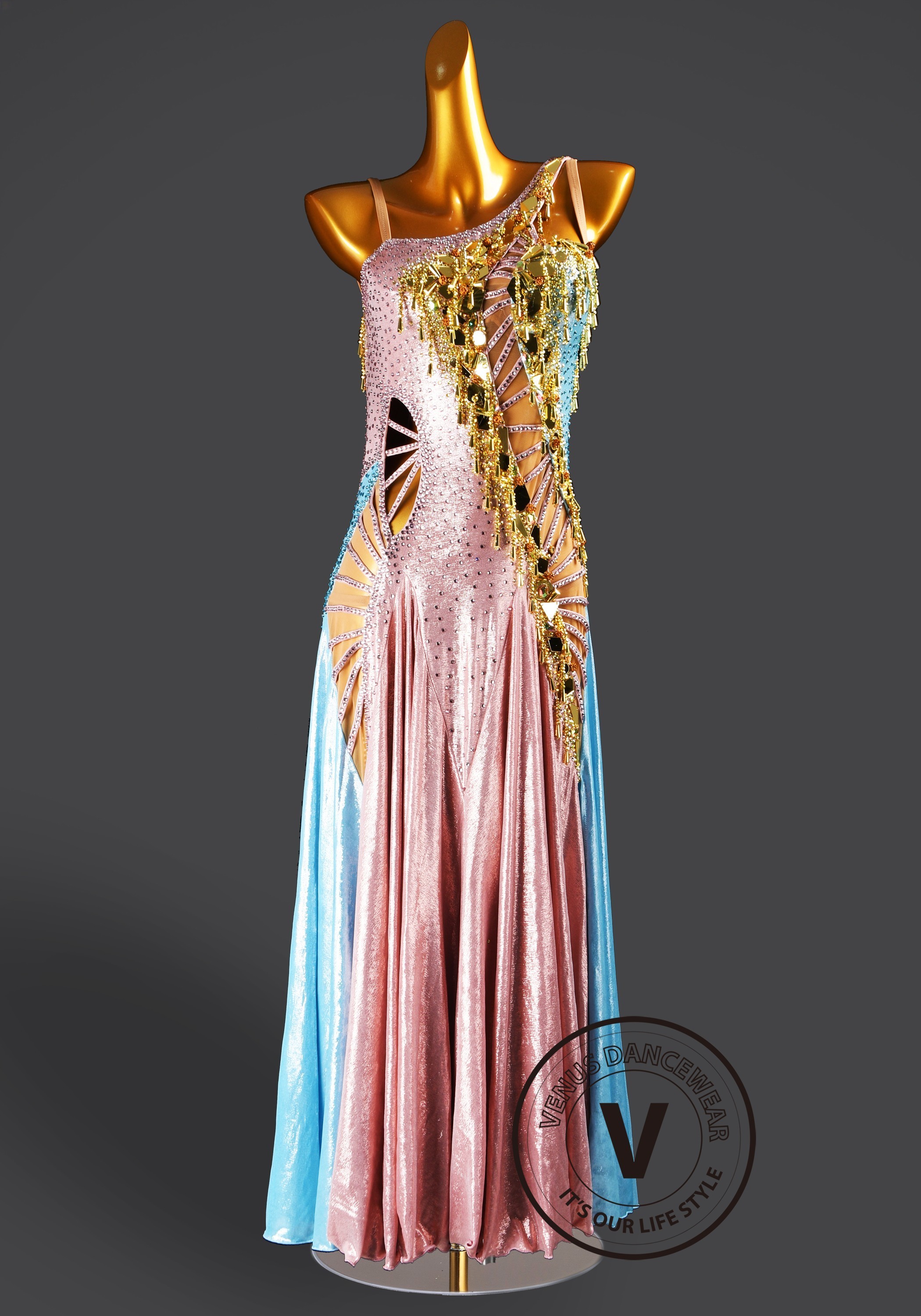 Rose Opal Waltz Ballroom Dress American Smooth Competition Dresses