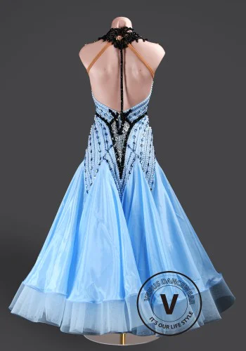 Ice Blue Frost Waltz Ballroom Dress Smooth Competition Dresses