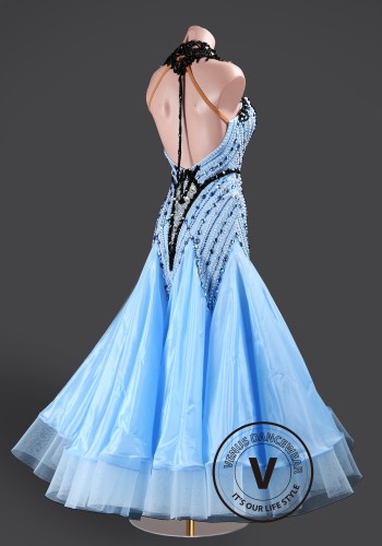 Ice Blue Frost Waltz Ballroom Dress Smooth Competition Dresses