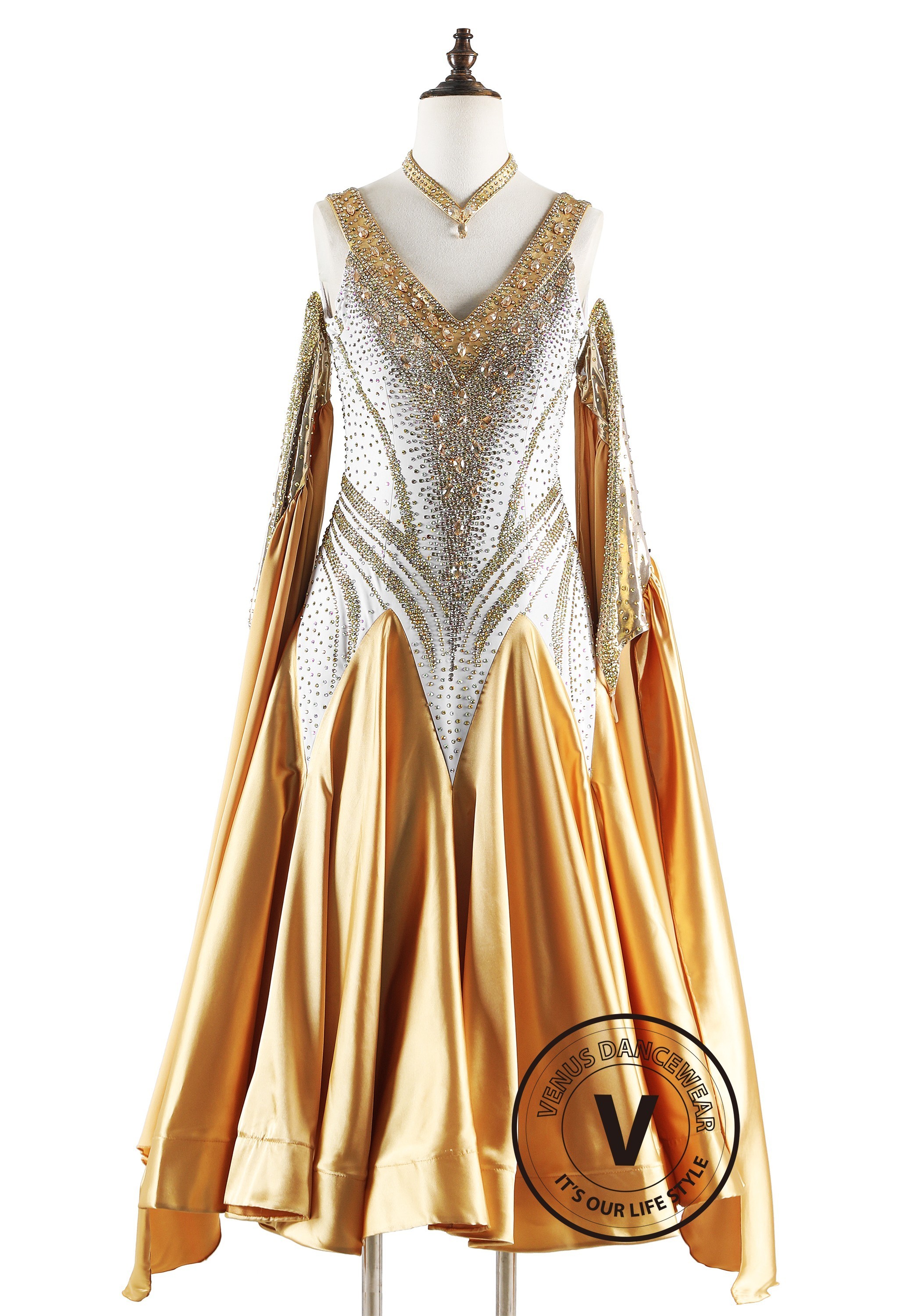 Champagne Majesty Ballroom Smooth Dance Competition Dress