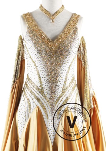 Champagne Majesty Ballroom Smooth Dance Competition Dress