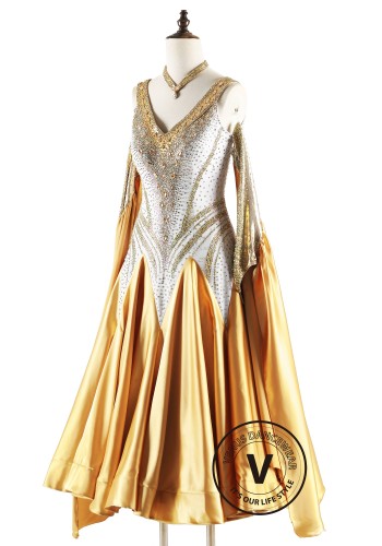 Champagne Majesty Ballroom Smooth Dance Competition Dress