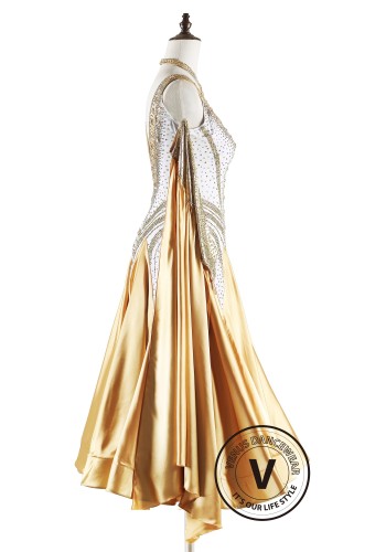 Champagne Majesty Ballroom Smooth Dance Competition Dress