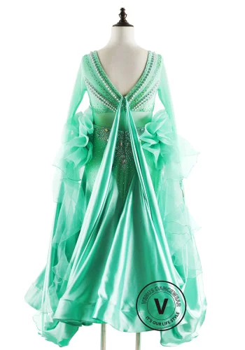 Mint/Jade Breeze Ballroom Smooth Dance Competition Dress