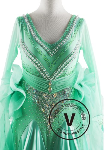 Mint/Jade Breeze Ballroom Smooth Dance Competition Dress