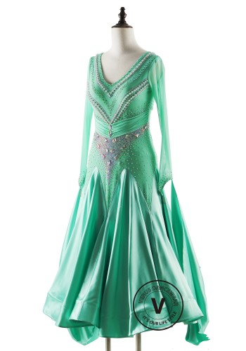 Mint/Jade Breeze Ballroom Smooth Dance Competition Dress