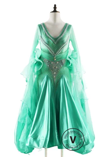 Mint/Jade Breeze Ballroom Smooth Dance Competition Dress