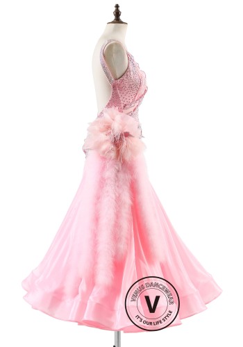 Pink Rose Whisper Ballroom Smooth Dance Competition Dress