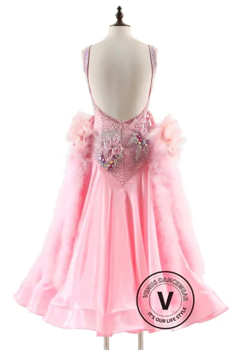Pink Rose Whisper Ballroom Smooth Dance Competition Dress