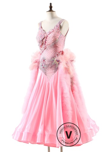 Pink Rose Whisper Ballroom Smooth Dance Competition Dress