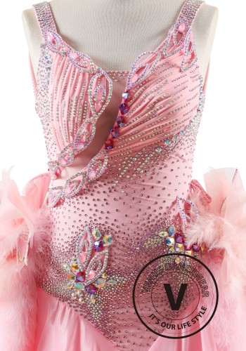 Pink Rose Whisper Ballroom Smooth Dance Competition Dress