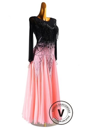 Noir Blush Gradient Waltz Ballroom Dress Smooth Competition Dresses