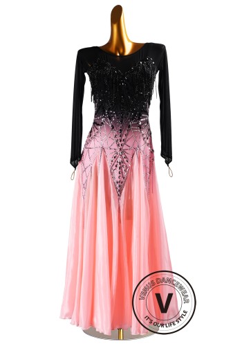 Noir Blush Gradient Waltz Ballroom Dress Smooth Competition Dresses