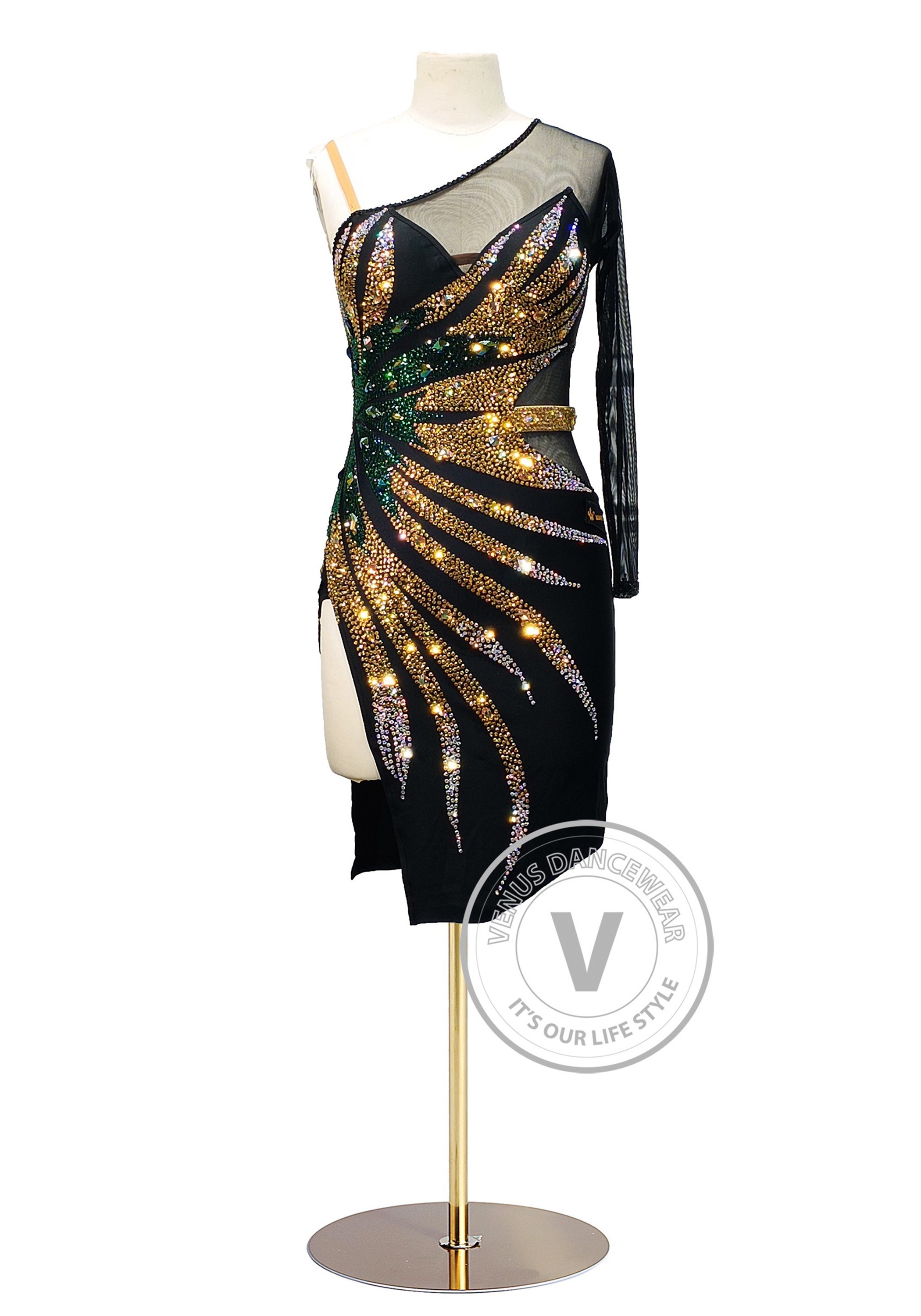 Solar Noir Latin Rhythm Chacha Salsa Rumba Competition Dance Dress