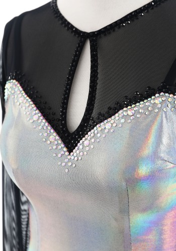 Silver Mirage Elegance Luxury Crepe Ballroom Smooth Practice Dance Dress P0072