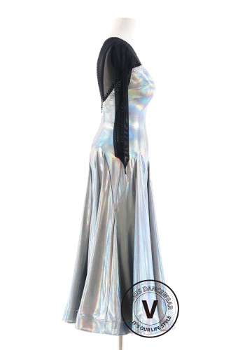 Silver Mirage Elegance Luxury Crepe Ballroom Smooth Practice Dance Dress P0072