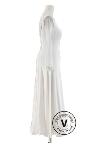 Ivory Lace Elegance Luxury Crepe Ballroom Smooth Practice Dance Dress P0079