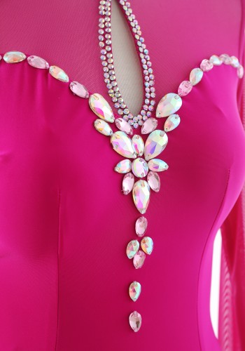 Fuchsia Grace Charm Luxury Crepe Ballroom Smooth Practice Dance Dress P0080