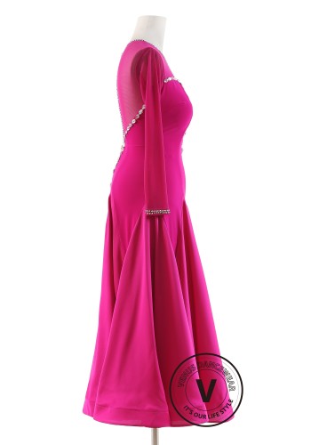 Fuchsia Grace Charm Luxury Crepe Ballroom Smooth Practice Dance Dress P0080