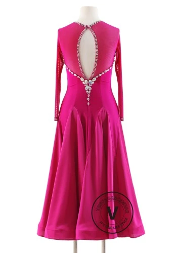 Fuchsia Grace Charm Luxury Crepe Ballroom Smooth Practice Dance Dress P0080