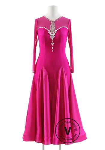 Fuchsia Grace Charm Luxury Crepe Ballroom Smooth Practice Dance Dress P0080