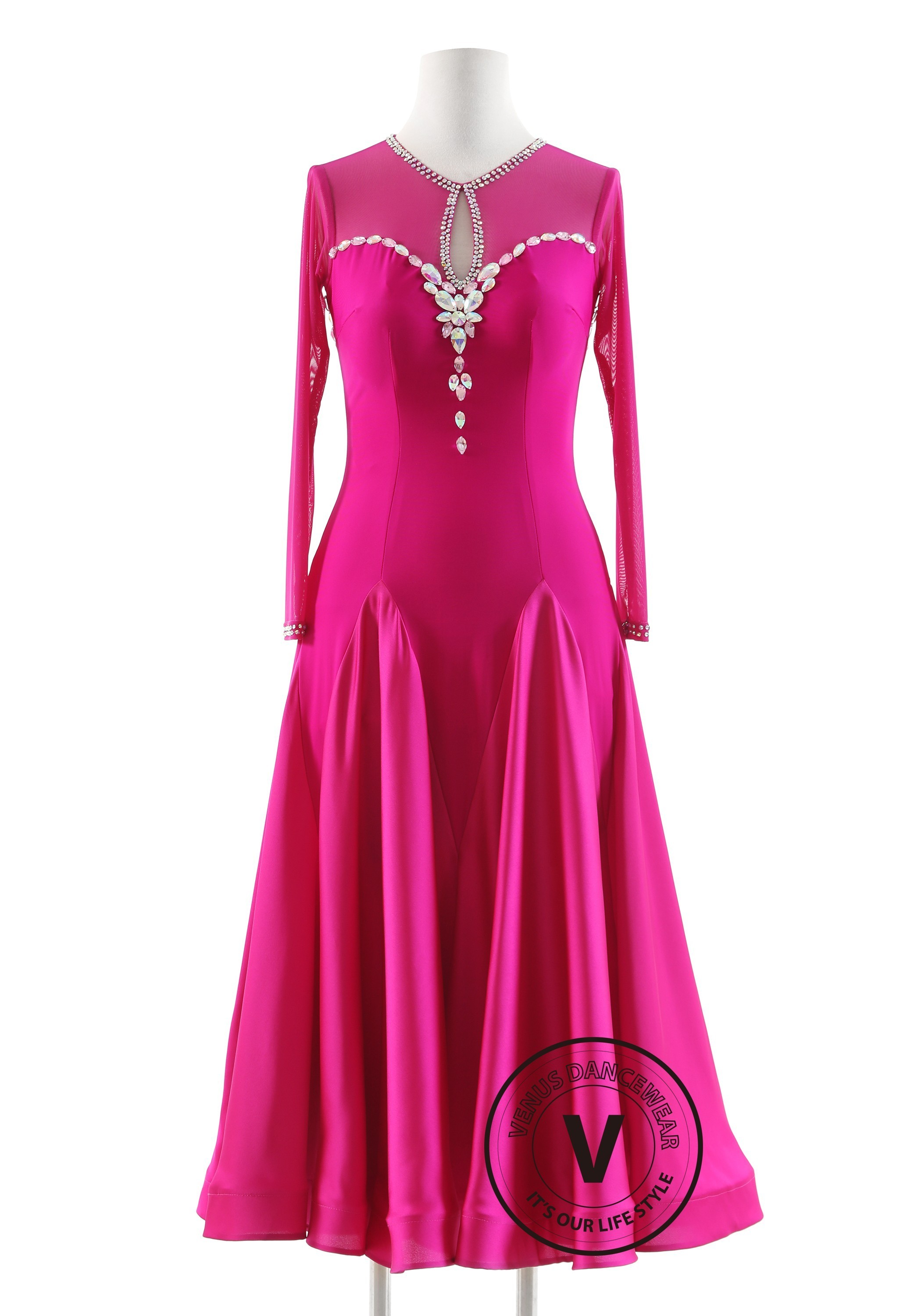 Fuchsia Grace Charm Luxury Crepe Ballroom Smooth Practice Dance Dress P0080