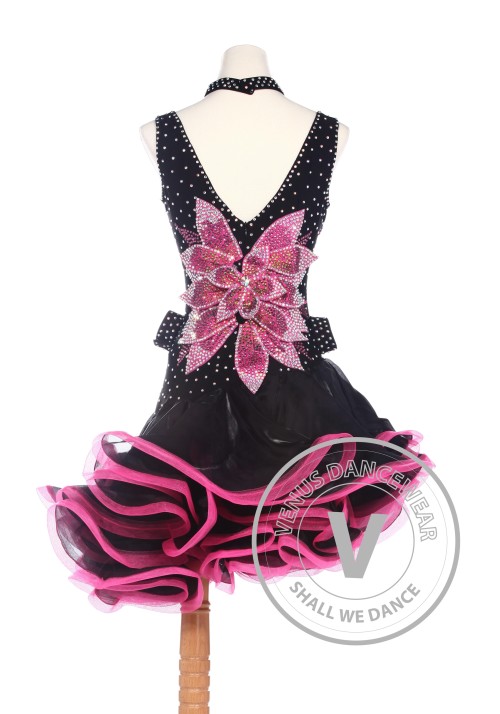 Red and Black American Rhythm Salsa Rumba Competition Dance Dress