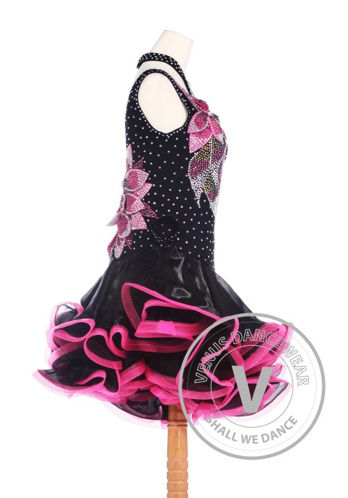 Red and Black American Rhythm Salsa Rumba Competition Dance Dress